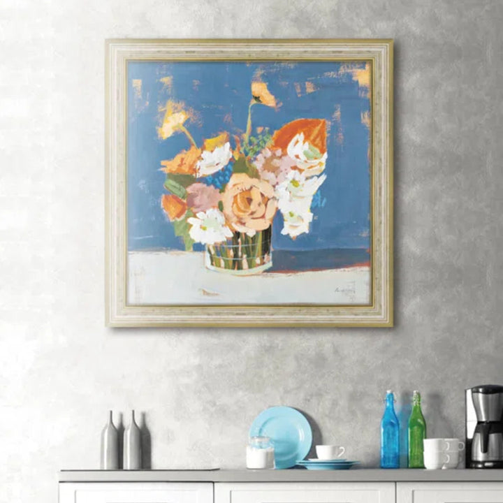 アートパネルパメラマンガー『ピーチアンドホワイトブーケ』58×58cm