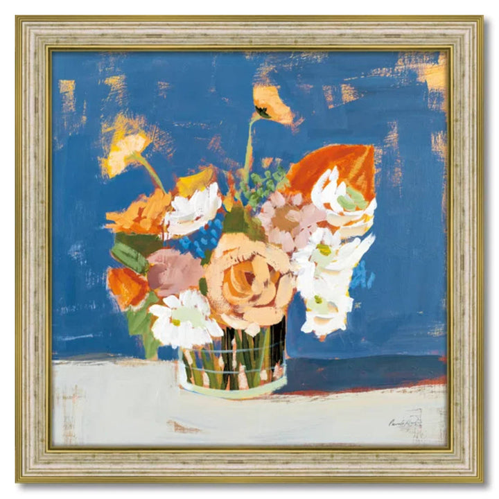 アートパネルパメラマンガー『ピーチアンドホワイトブーケ』58×58cm