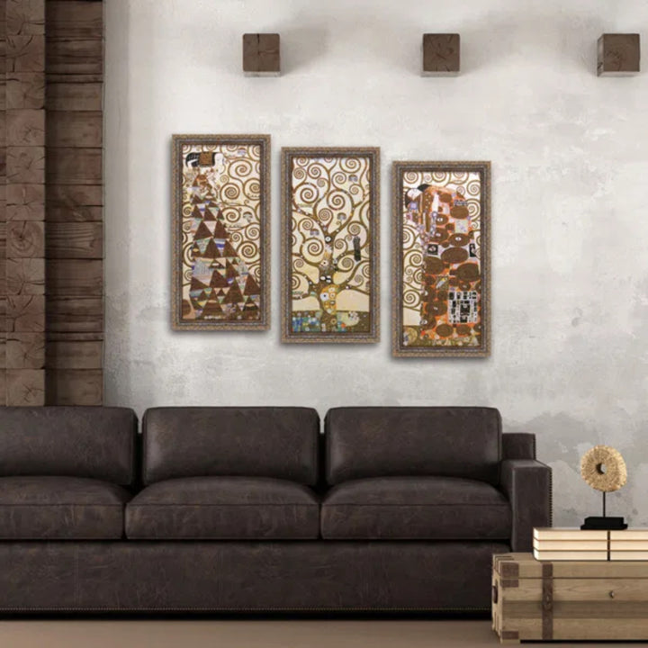 アートパネルグスタフクリムト『ラルベロデラヴィータ（3枚セット）』28.5×56.5cm