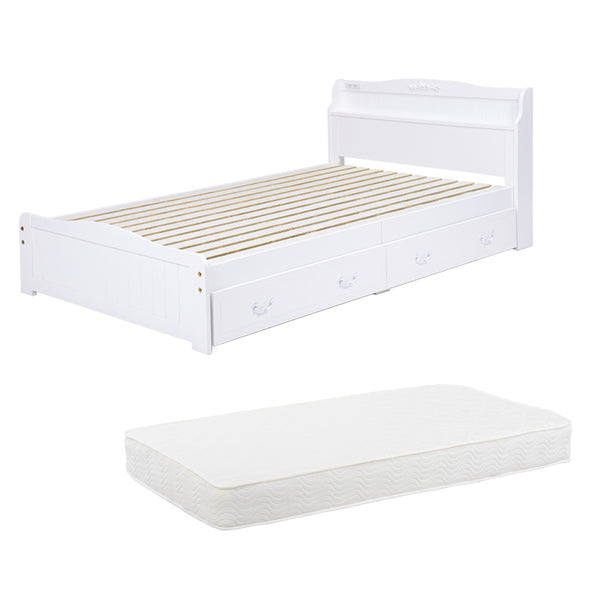 収納付きベッド姫系セミダブルすのこボンネルマットレス付き