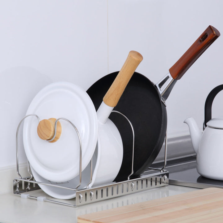 フライパンラック＆kit調節できるフライパンスタンド