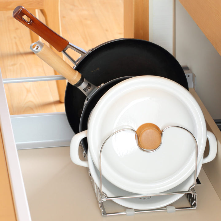 フライパンラック＆kit調節できるフライパンスタンド