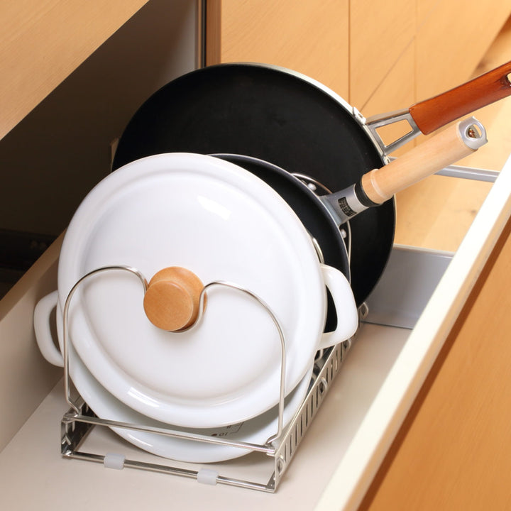 フライパンラック＆kit調節できるフライパンスタンド