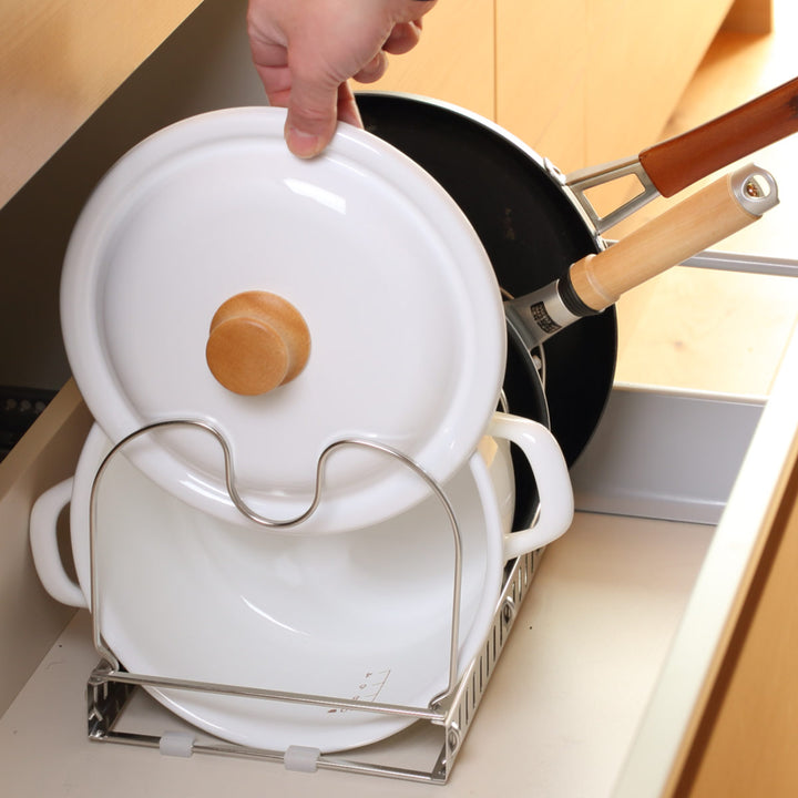 フライパンラック＆kit調節できるフライパンスタンド