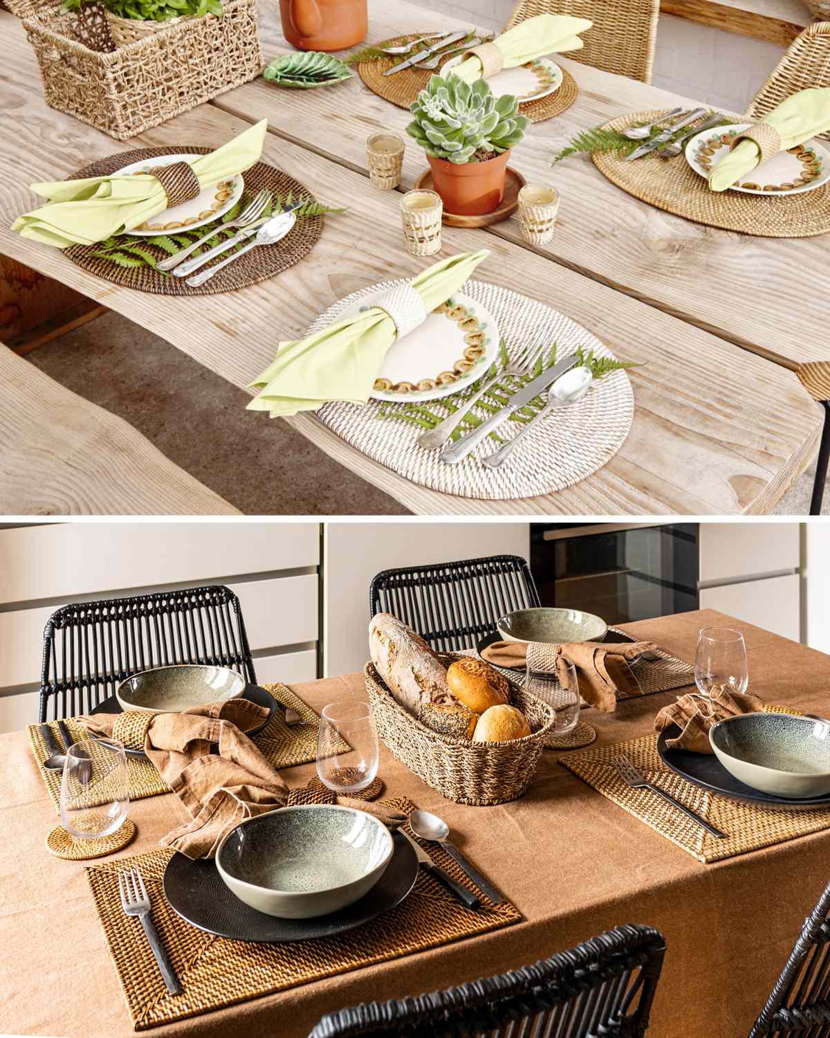 【美品】ラタン編みランチョンマットセット 美品】ラタン編みランチョンマットセット