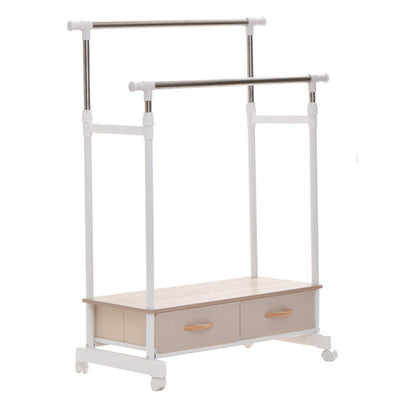 ハンガーラック LOG 左右上下伸縮ハンガー 引出し 2個付き