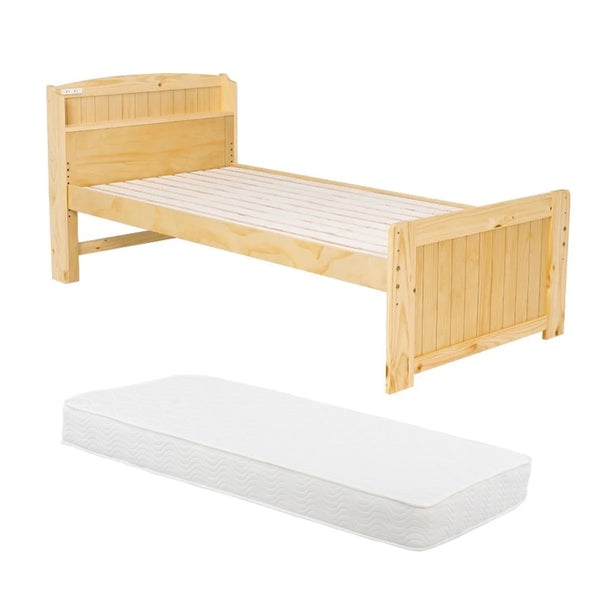 ベッドポケットマットレス付きセミダブル宮棚2口コンセント敷き布団OK