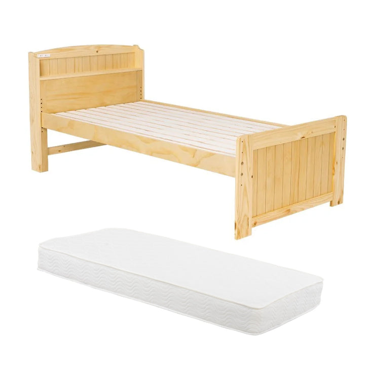 ベッドポケットマットレス付きセミダブル宮棚2口コンセント敷き布団OK