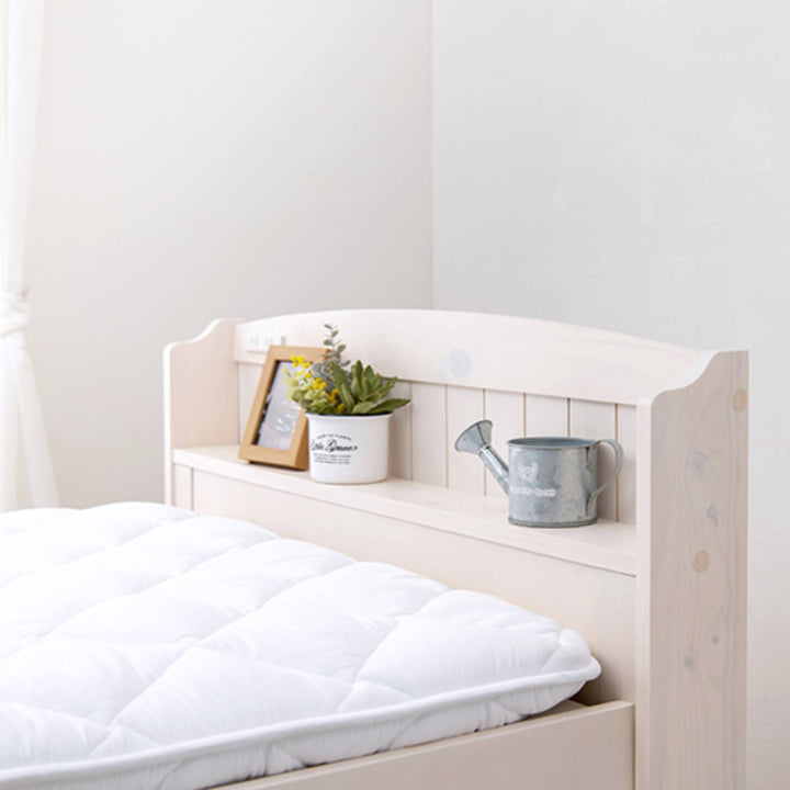 ベッド床下収納セミダブル宮棚2口コンセント敷き布団OK