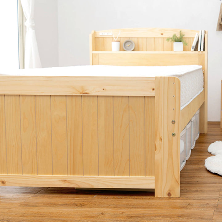 ベッド床下収納セミダブル宮棚2口コンセント敷き布団OK