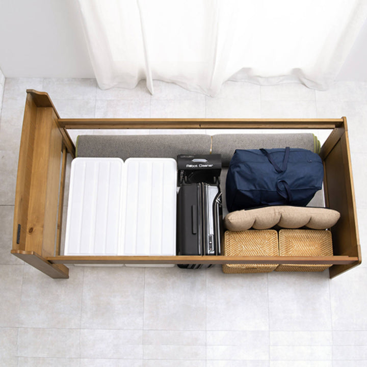 ベッド床下収納セミダブル宮棚2口コンセント敷き布団OK