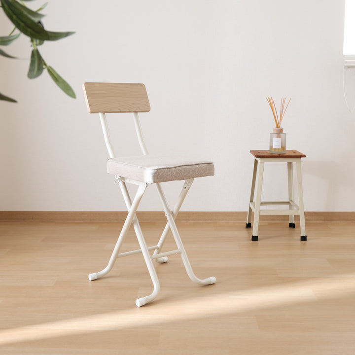 折りたたみ椅子座面高47cm背もたれ付厚座タイプノエル