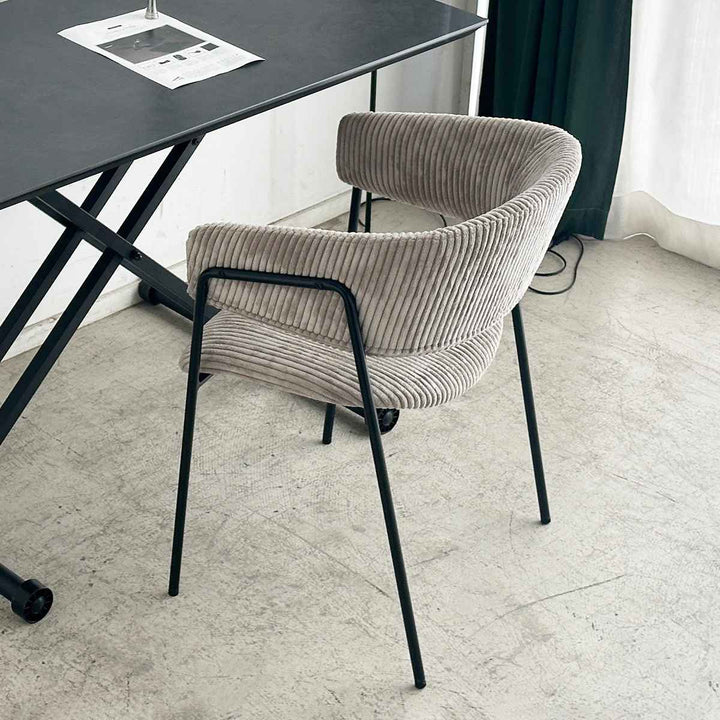 ダイニングチェア座面高45cmコーデュロイグリスチェア