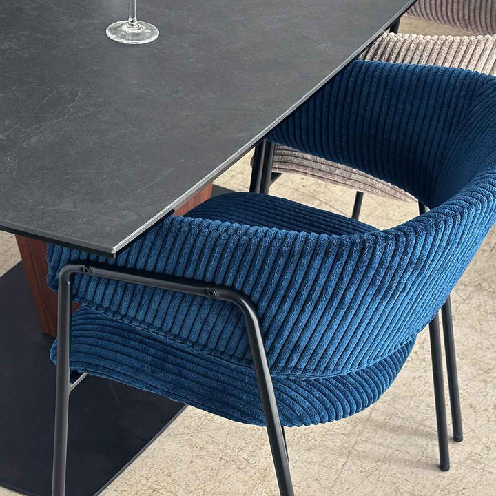 ダイニングチェア座面高45cmコーデュロイグリスチェア