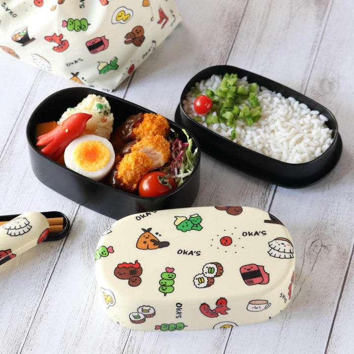 弁当箱570ml2段布貼小判弁当570OKA’S