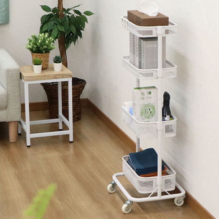 スリムワゴン幅31.5cm4段メッシュタイプキャスター付き