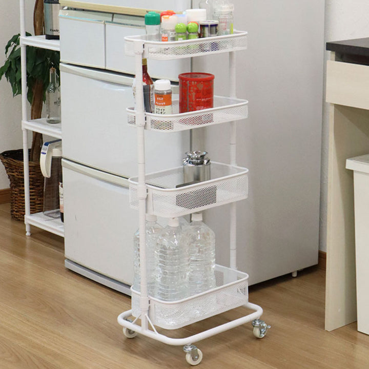 スリムワゴン幅31.5cm4段メッシュタイプキャスター付き