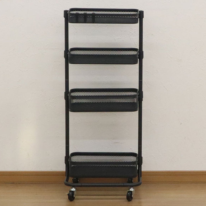 スリムワゴン幅31.5cm4段メッシュタイプキャスター付き
