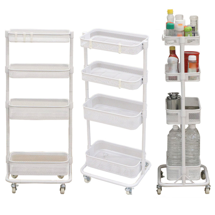 スリムワゴン幅31.5cm4段メッシュタイプキャスター付き