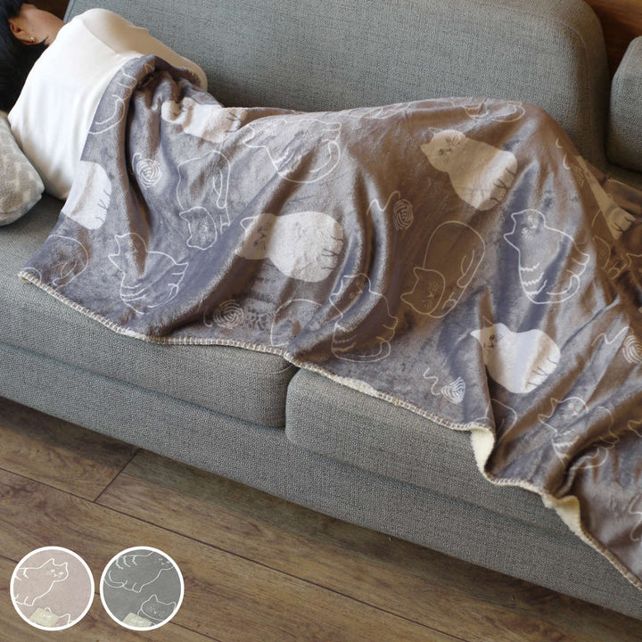 ブランケットにゃふにゃふ100x150cmネコ