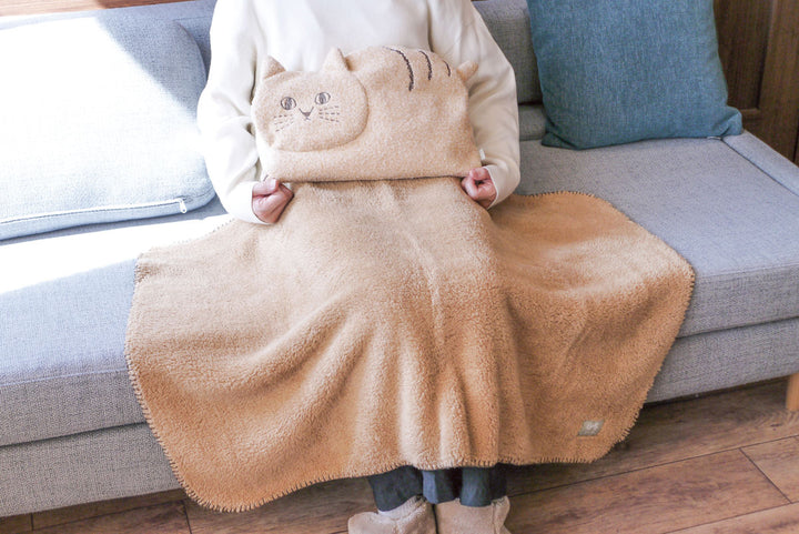 ブランケットインクッションにゃふにゃふ100x70cmネコ