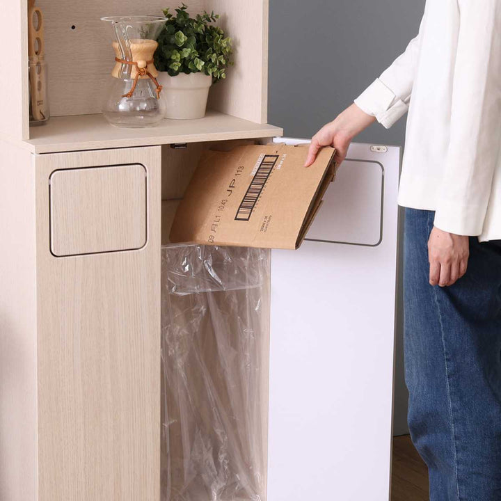 ゴミ箱一体型食器棚幅53.4cmゴミ箱2つタイプ45L対応