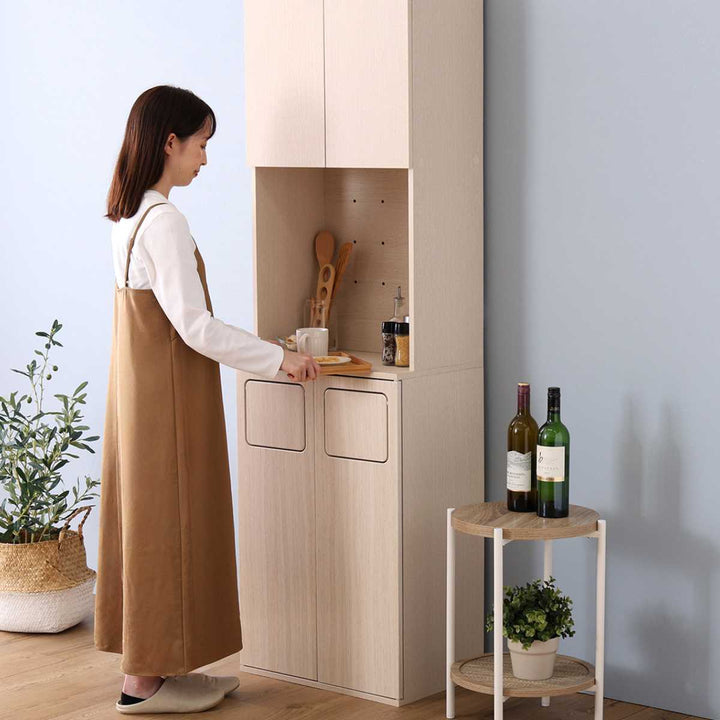 ゴミ箱一体型食器棚幅53.4cmゴミ箱2つタイプ45L対応