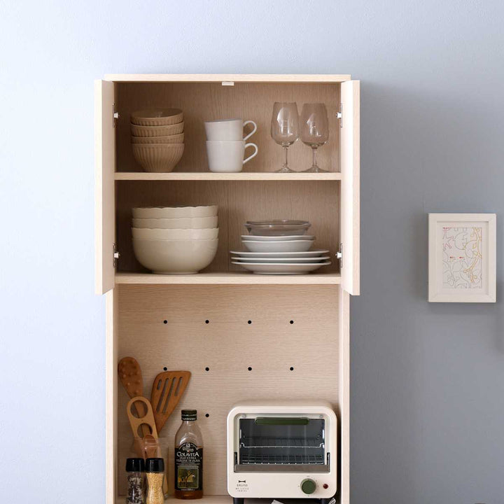 ゴミ箱一体型食器棚幅53.4cmゴミ箱2つタイプ45L対応