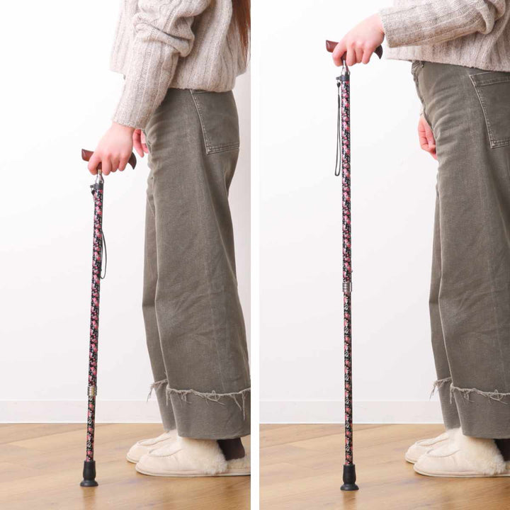 杖伸縮タイプ愛杖Eシリーズ花柄アルミスリムネック