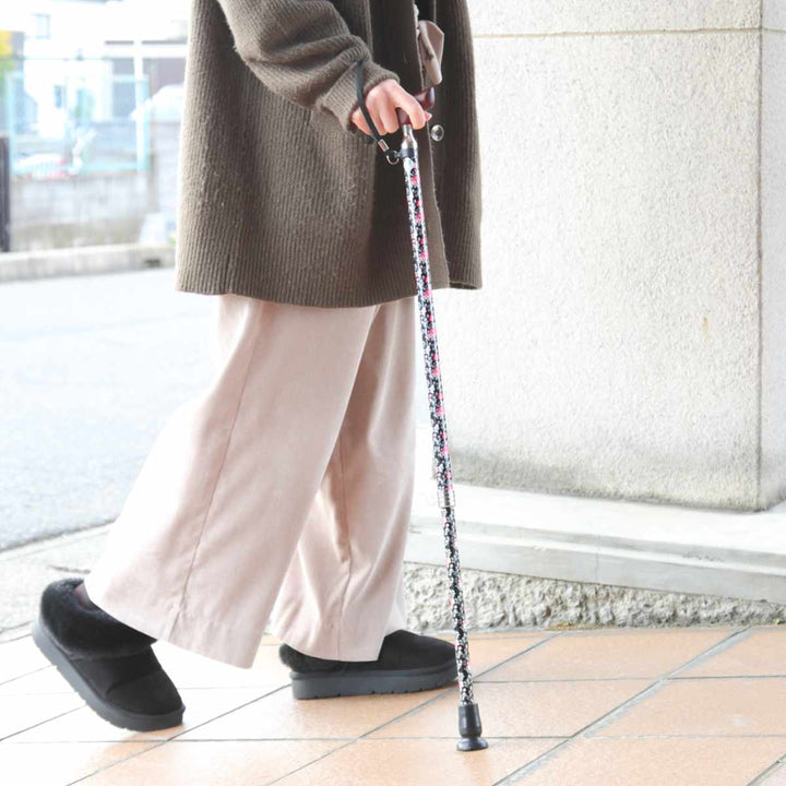 杖伸縮タイプ愛杖Eシリーズ花柄アルミスリムネック