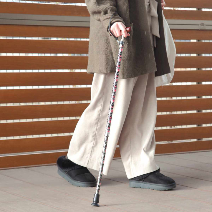 杖伸縮タイプ愛杖Eシリーズ花柄アルミスリムネック