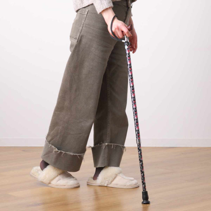 杖伸縮タイプ愛杖Eシリーズ花柄アルミスリムネック