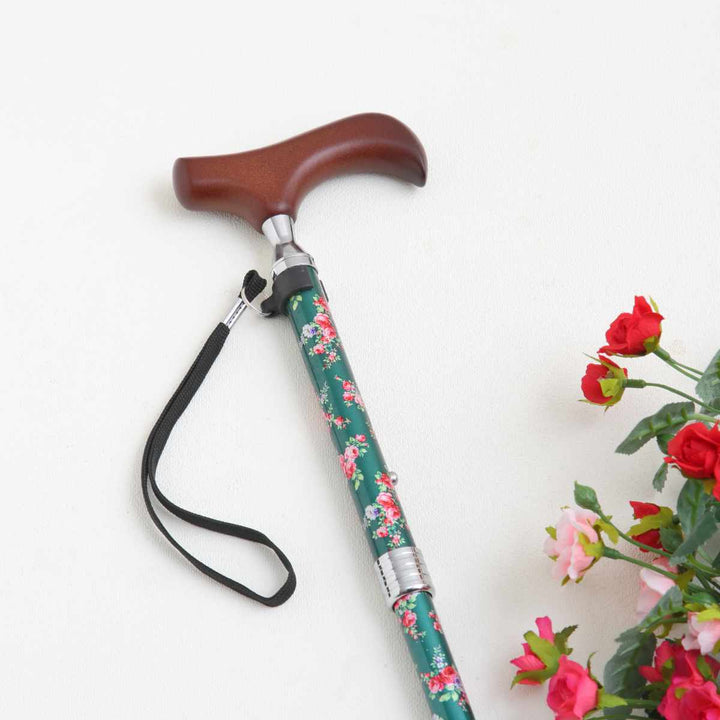 杖折りたたみタイプ愛杖Eシリーズ花柄アルミスリムネック