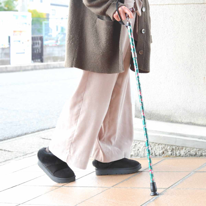 杖折りたたみタイプ愛杖Eシリーズ花柄アルミスリムネック