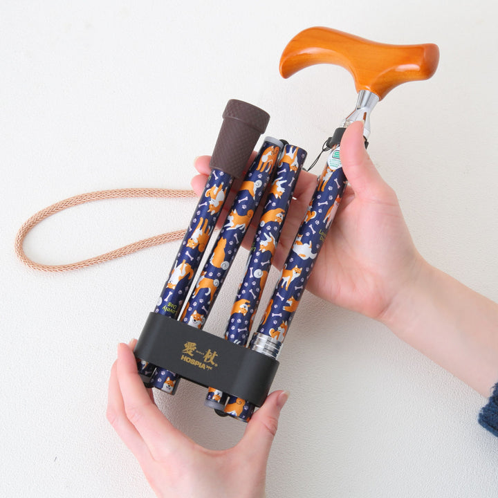 杖折りたたみタイプ愛杖ラブリードッグ犬柄