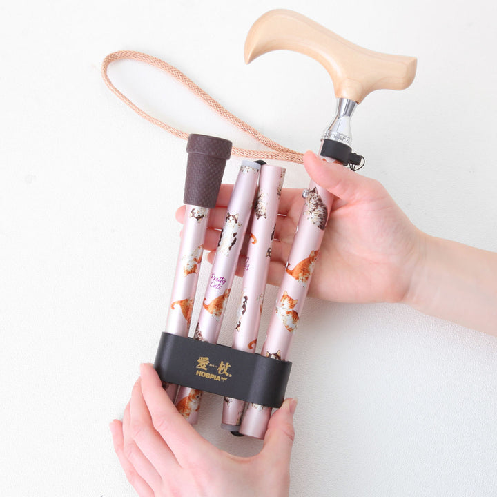 杖折りたたみ愛杖プリティキャッツ猫柄