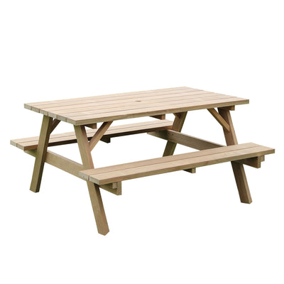 ガーデンテーブル 日本製ニュージーランドパインピクニックテーブル 幅147cm 防腐加工 無塗装
