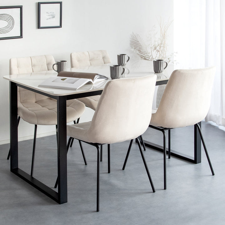 ダイニングチェア同色2脚セット座面高46cmベルベット生地レメント