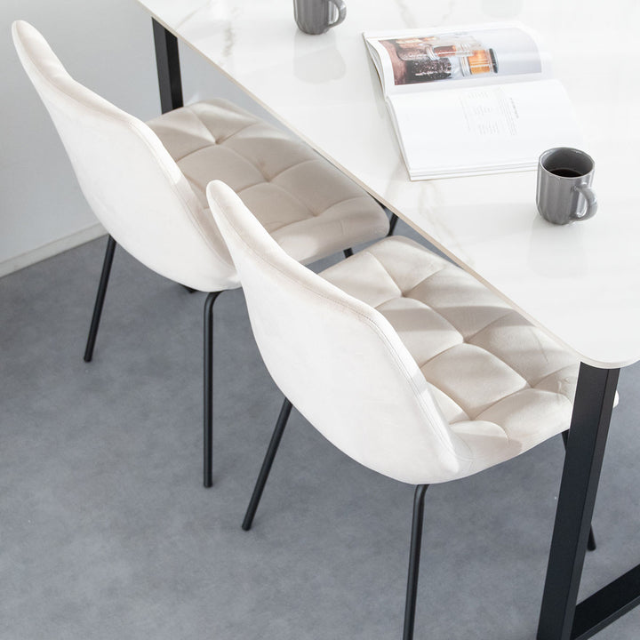 ダイニングチェア同色2脚セット座面高46cmベルベット生地レメント