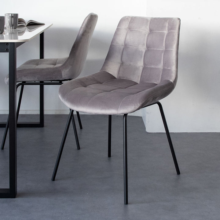 ダイニングチェア同色2脚セット座面高46cmベルベット生地レメント