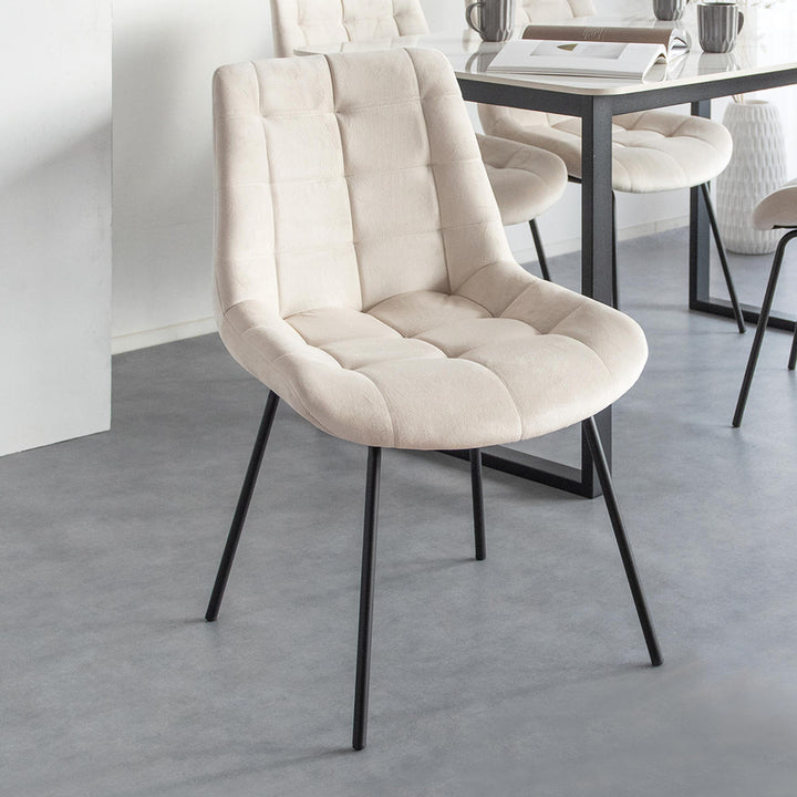 ダイニングチェア同色2脚セット座面高46cmベルベット生地レメント