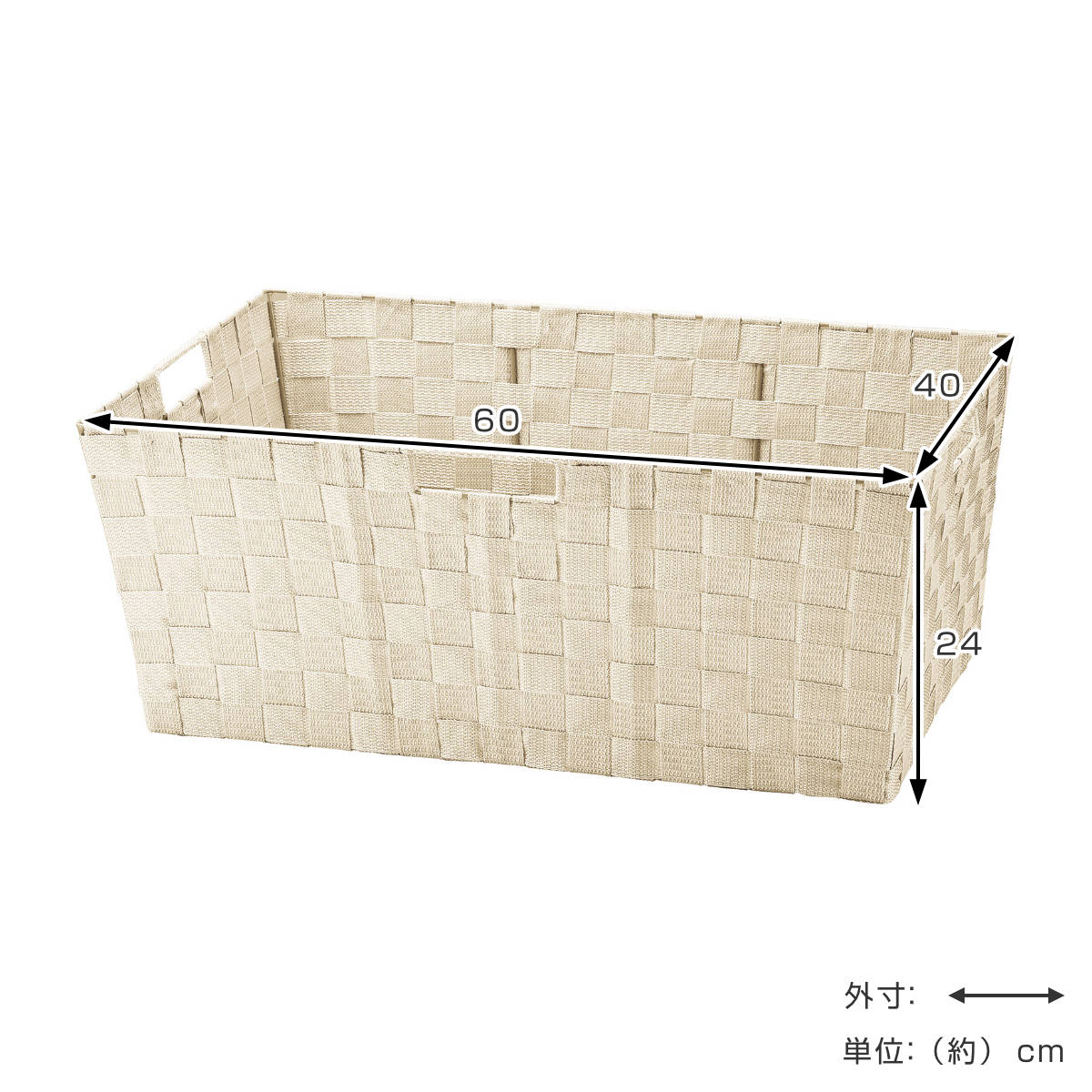 収納ボックス PPバスケット 深型 収納 特大 幅60×奥行40×高さ24cm