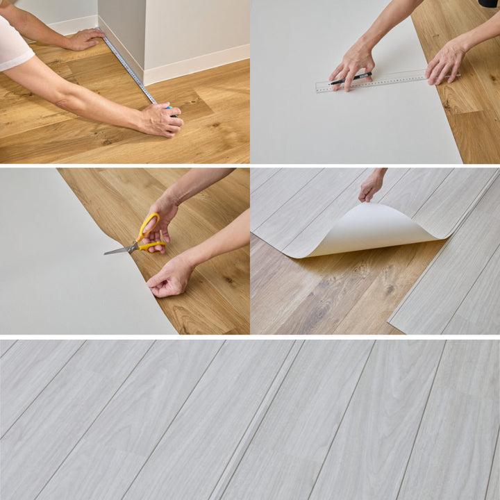 クッションフロアフリーカットシート91×100cm木目大理石タイル