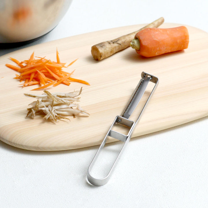 細切りピーラーI字安全ケース付きオールステンレス日本製縦型ピーラーサンクラフト