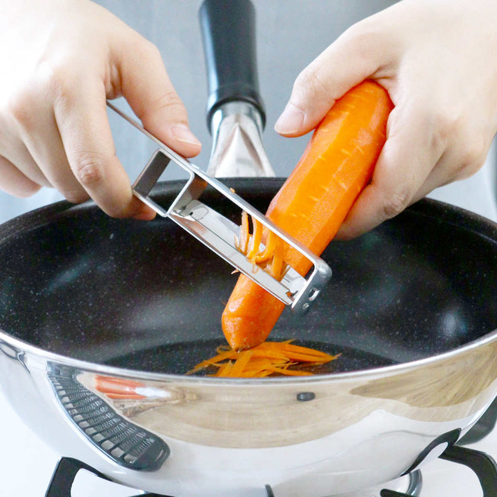 細切りピーラーI字安全ケース付きオールステンレス日本製縦型ピーラーサンクラフト