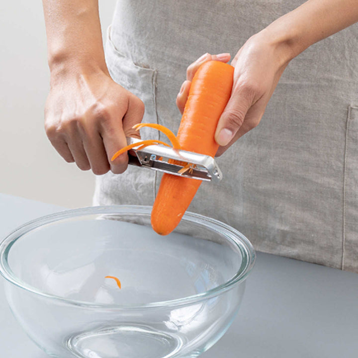 細切りピーラーI字安全ケース付きオールステンレス日本製縦型ピーラーサンクラフト