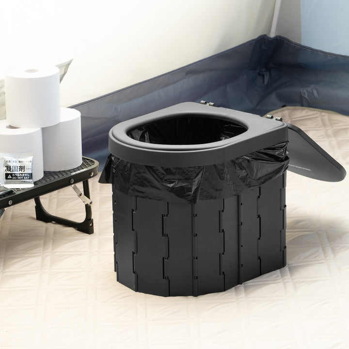 簡易トイレポータブルトイレD型折りたたみコンパクトゴミ袋凝固剤収納袋付き