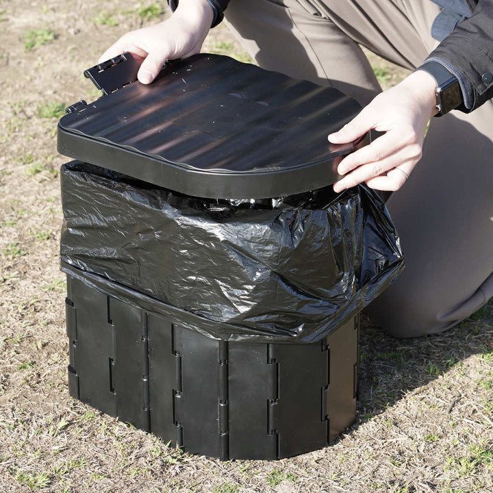 簡易トイレポータブルトイレD型折りたたみコンパクトゴミ袋凝固剤収納袋付き