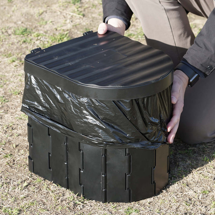 簡易トイレポータブルトイレD型折りたたみコンパクトゴミ袋凝固剤収納袋付き