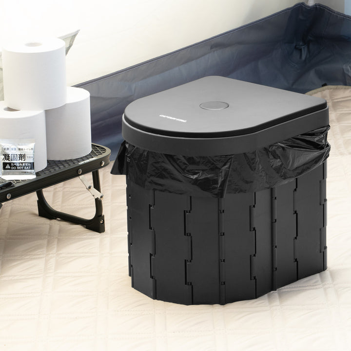 簡易トイレポータブルトイレD型折りたたみコンパクトゴミ袋凝固剤収納袋付き